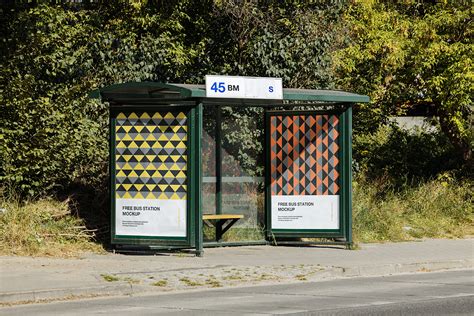 Free bus stop mockup - Mockups Design