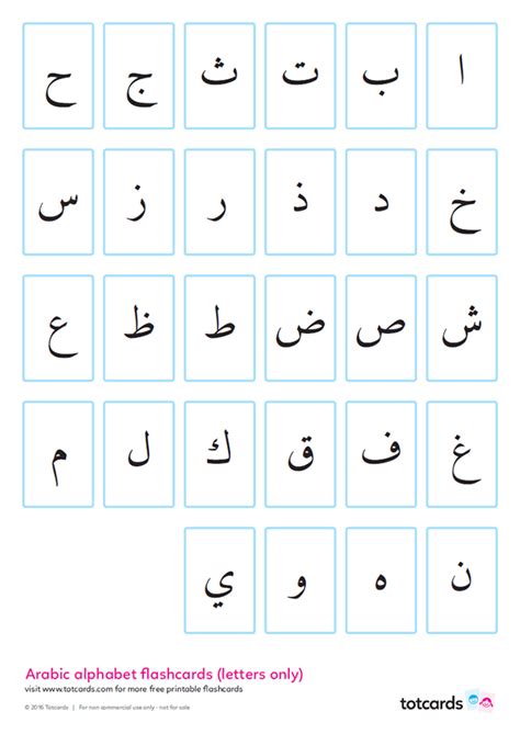 Free Arabic alphabet flashcards for kids - Totcards