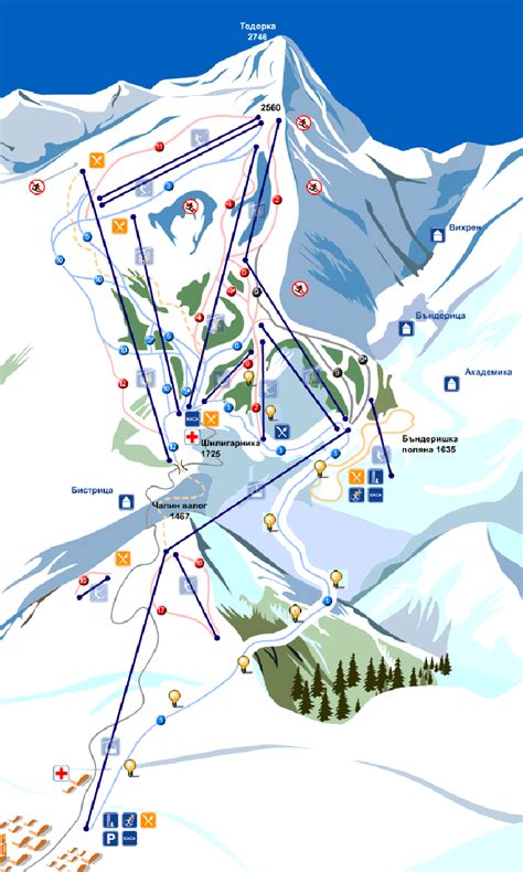 Bansko ski map, Bulgaria, Europe