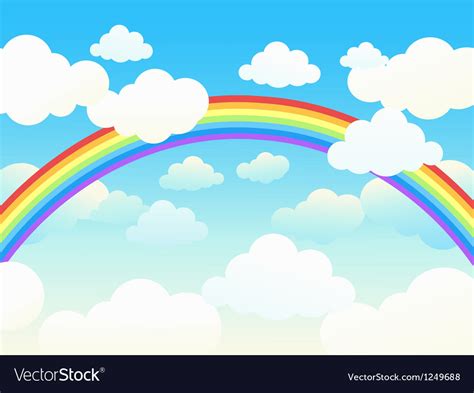 Rainbow Sky With Clouds Cartoon Background Royalty Free Stock Photos | Images and Photos finder