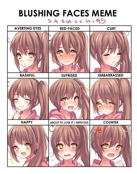 Blushing faces meme:sasu by sasucchi95 | Anime faces expressions, Digital art anime, Blushing anime