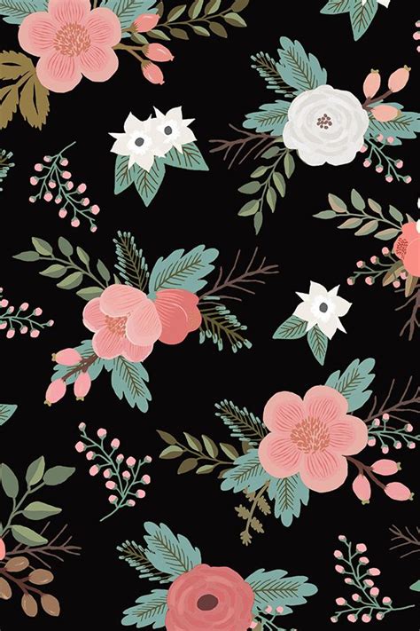 Floral Bouquets in Black Fabric | Black floral wallpaper, Flower background wallpaper, Flower ...