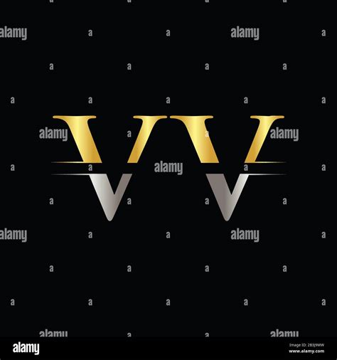 Creative Letter VV Logo Vector Template With gold and Silver Color. VV Logo Design Stock Vector ...