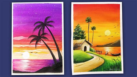 5 Easy Scenery Painting ideas | Watercolor, Poster Color, Acrylic Color | Beautiful scenery ...