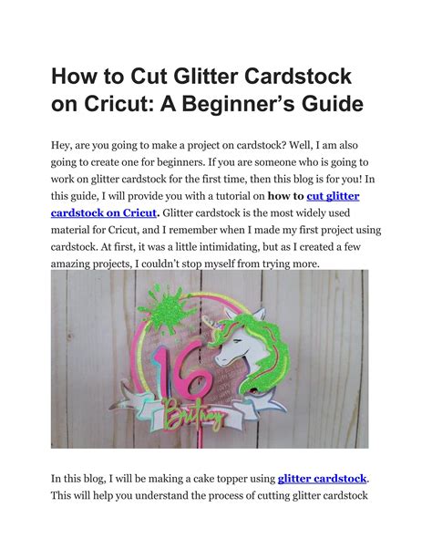 How to Cut Glitter Cardstock on Cricut: A Beginner’s Guide by Cricut drivers - Issuu