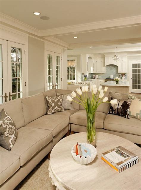 Beige Living Room Ideas 24 beige sofa, white kitchen cabinets Beige Living Rooms, Family Living ...