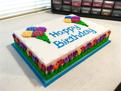 3D Floral Cake Perler Bead Project Patterns - Pixel Art Shop