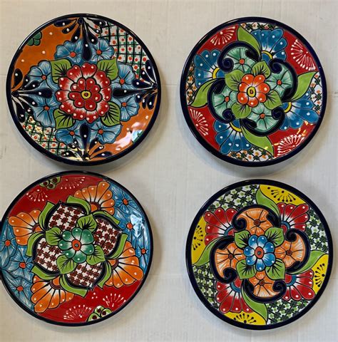 Set of 4 10 inch Talavera Plates Set Mexican Pottery | Etsy