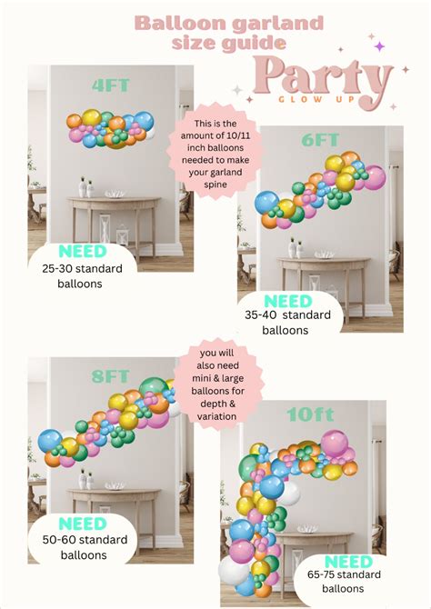 Balloon garland size chart infographic | Balloons, Balloon arch diy, Baloon garland