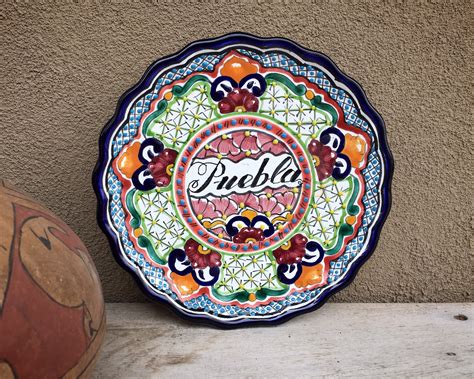 8.5 Plate from Puebla Mexico Talavera Pottery Blue White Kitchen, Southwestern Kitchen Wall Decor