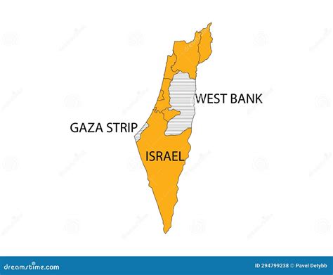 Israel, Gaza, West Bank Map, Vector Illustration. Stock Vector - Illustration of administrative ...