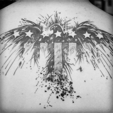 Black And White American Flag Tattoo