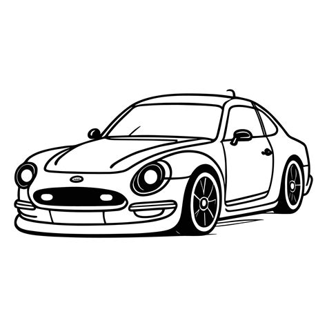 This is s a vector car clipart, car vector silhouette, a black and white car on the road vector ...