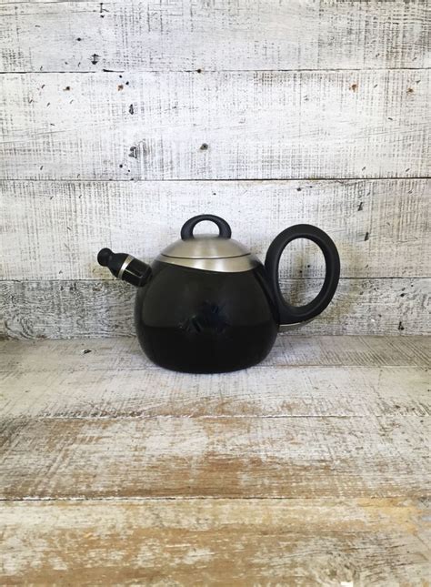 Enamel Tea Kettle Retro Black Metal Teapot with Removable | Etsy | Tea kettle, Tea pots ...