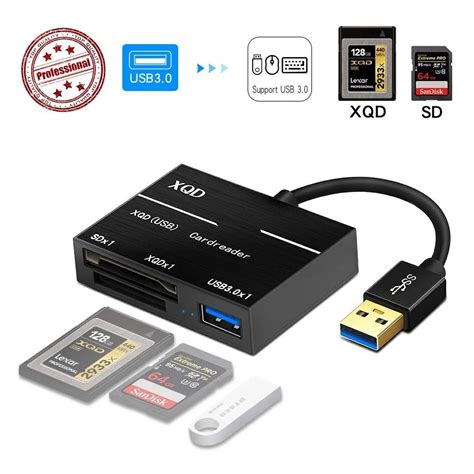 XQD SD Card Reader Adapter USB 3.0 Dual Slot Flash Memory Card Reader Connector High Speed ...