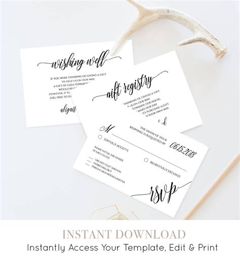 Enclosure Card Template, Printable Insert Card, Editable File For - Free Printable Wedding ...