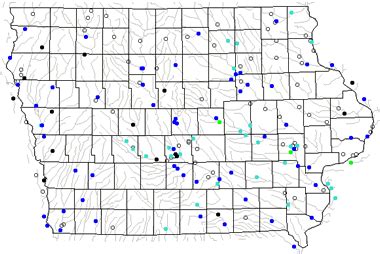 Map of Iowa Lakes, Streams and Rivers