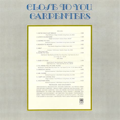 Close To You | Vinyl Album Covers.com