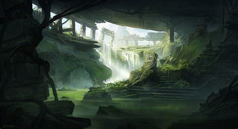 jungle ruins concept art deep shadows | Fantasy concept art, Fantasy art landscapes, Environment ...