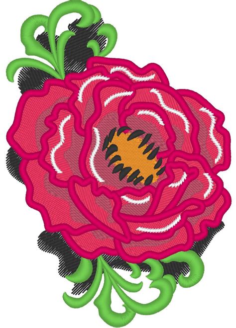 Big flower machine embroidery design fill stitch, in sizes 4x4, 5x7 peony, rose, eglantine ...