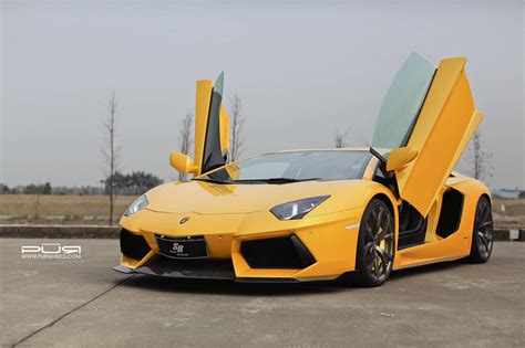 Bright Yellow Lamborghini Aventador on Bronze PUR Wheels - GTspirit