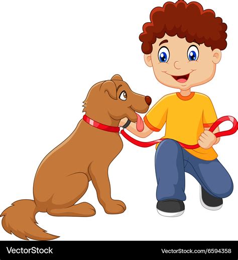 Cartoon boy with his dog isolated Royalty Free Vector Image