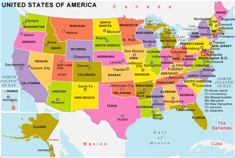 United States and Capitals Map – 50states