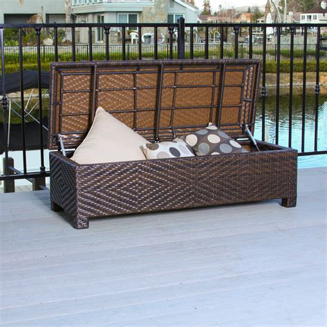 Outdoor Luis Wicker Storage Ottoman, Multi Brown - Walmart.com