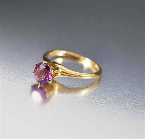 Vintage Gold Amethyst Solitaire Engagement Ring – Boylerpf