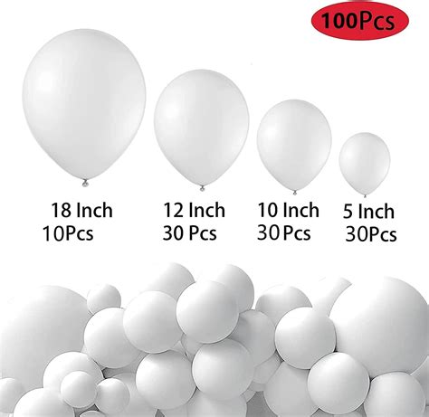 100 Pcs White Latex Balloon Different Sizes 18 12 10 5 inches Party Supplies Balloon Garland ...