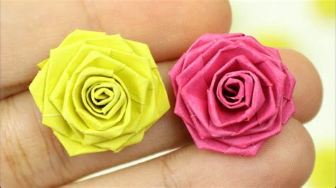 HOW TO MAKE CUTE ROSE IN JUST 2 MINUTES / MINI PAPER ROSES / EASY PAPER FLOWERS / ORIGAMI ROSE ...