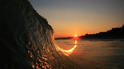 Ocean wave, waves, sunset, beach, depth of field HD wallpaper | Wallpaper Flare