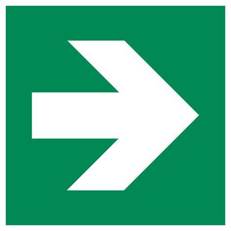 Green Direction Arrow Sign (90° Angle, ISO 7010) - Baden Consulting