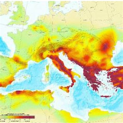 European seismic hazard map. | Download Scientific Diagram