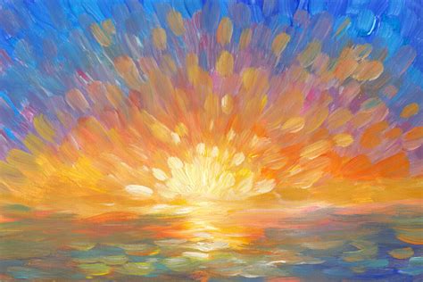 Painted Sunset In The Style Of Impressionism Stock Illustration - Download Image Now - iStock