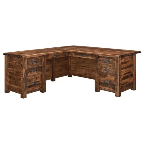 Rustic Maple Wood L-Shaped Desk from DutchCrafters Amish Furniture