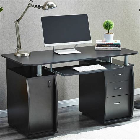 Computer Desk PC Laptop Writing Table Workstation with Stroage Drawers Shelf | eBay