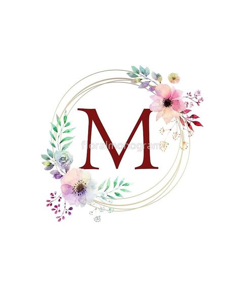 Monogram M Colorful Spring Flowers And Foliage Sticker by floralmonogram | Spring flowers ...