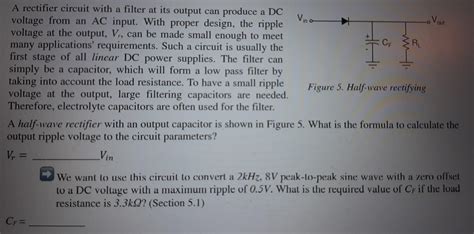 Solved CF A rectifier circuit with a filter at its output | Chegg.com