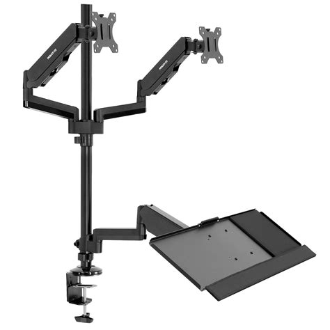 Mount-It! Dual Monitor Sit-Stand Desk Mount with Keyboard Tray | Fits 17-32 Inch Screens ...