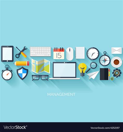 Flat management background business and marketing Vector Image