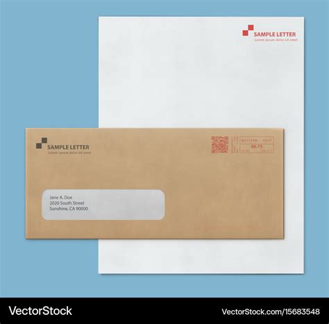 Mock-up post envelope and letter paper template Vector Image