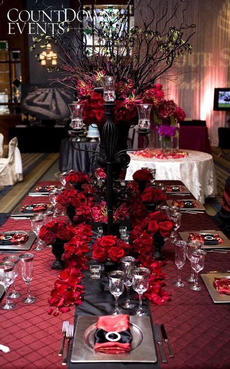 82 Table decor red and black ideas | red wedding, burlesque party, black red wedding