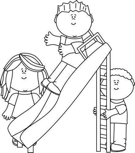 Black and White Black and White Kids Playing on a Slide Coloring Pages For Boys, Flower Coloring ...