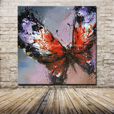 100% Handmade Modern Abstract Butterfly Oil Painting On Canvas Handpainted Animal Paintings Wall ...