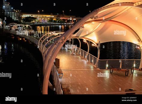 Tampa Riverwalk at night Stock Photo - Alamy