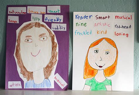 All About Me: Adjective Self-Portraits for Kids - Make and Takes