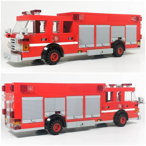 Lego MOC: 6-stud wide heavy rescue fire truck : r/lego