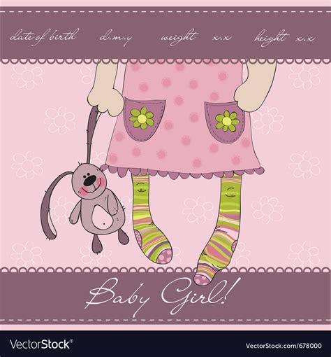 Pink baby girl card Royalty Free Vector Image - VectorStock