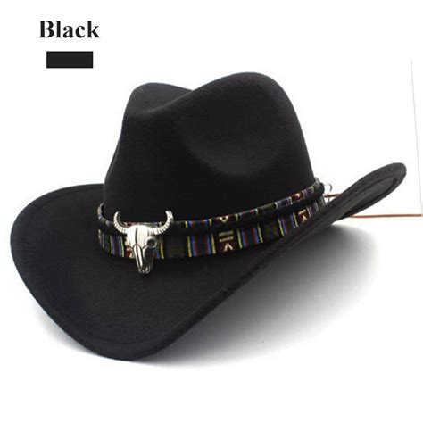 Cowboy Hat for Men Faux Felt Western Outdoor Wide Brim Hat with Strap Jazz Hat, Wide Brim Panama ...